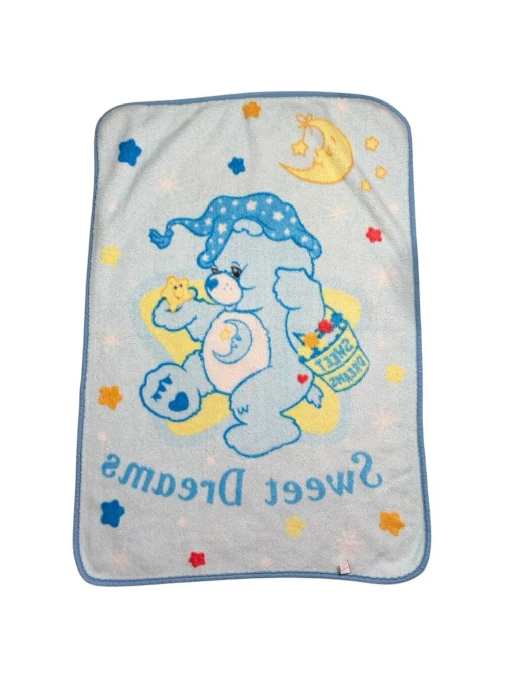 Vintage Care Bears Sweet Dreams Bedtime Bear Toddler Baby Blanket Excellent Cond